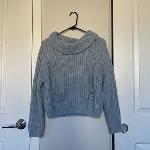 Blue knit turtleneck